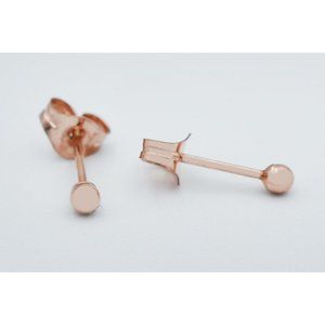 Ball Small 2 mm Stud Earrings 14k Solid Rose Gold